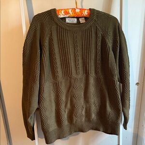 Sears Forest Green Textured Crewneck Sweater